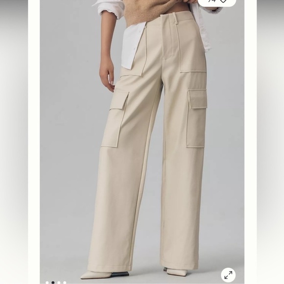 Wayf Pants - Wayf Faux Leather Burgundy Cargo Wide Leg Pants
